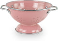 Reston Lloyd, 1 Quart Powder Coated Steel Kitchen Strainer Basket for draining Pasta, Vegetable and Fruit, Chrome Handles and Wide Stable Base, Pink