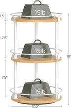 YATINEY 3-Tier Lazy Susan Organizer, Rotating Spice Rack, Spinning Organizer, Industrial Turntable Spice Rack Organizer for Cabinet, Kitchen Countertop, Pantry, White and Natural SR23WN