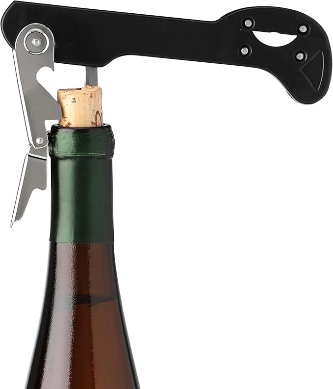 True Recoil Waiters Corkscrew Wine Opener, Durable Stainless Steel with Built-in Bottle Opener and 4-Wheel Foil Cutter for Bartenders, Home Bar, Kitchen, Outdoor Party, Gifts for Wine Lovers, Set of 1