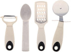 Beille 4pc Wheat Straw Kitchen Utensils Peeler Pizza Cutter Scoop and Grater