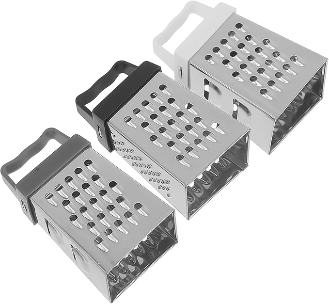 BESPORTBLE 3pcs Stainless Steel Multifunctional Vegetable Slicer with Non-slip Base Mini Cheese Grater and Potato Carrot Shredder for Safe Efficient Kitchen Food Preparation
