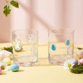 Skylety 2 Pcs Easter Icon Juice Glasses Bunny Drinking Cups Gifts Easter Rabbit Egg Pattern Coffee Mugs 13.5 oz Old Fashioned Whiskey Cocktail Stemless Wine Glasses for Christmas Party Decor