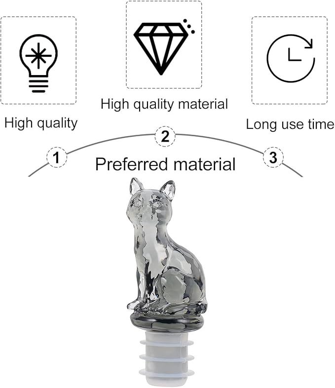 Hemobllo Wine Stoppers, Funny and Reusable Silicone Bottle Stopper, Decorative Cat Design Reusable Sealer Preserver Accessory for Fancy Decors Wine Tools Holiday