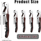 6 Pieces Professional Waiter Corkscrew Wine Openers,Wine red Wine Keys Opener Stainless Steel Hinges Serrated Foil Cutter for Restaurant Waiters, Sommelier, Bartenders (Wine red)