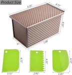 Pullman Loaf Pan with Lid, Aluminized Steel 1 Lb Nonstick Sandwich Bread Pan for Homemade Bread, 8.4x4.8 Inch Professional Rectangular Loaf Pan with Dough Scraper and Cutter