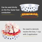 Beasea Mini Tart Pans with Lids 100 Pack, 4” 8oz Disposable Aluminum Baking Foil Tins Round Small White Black Dot Container for Individual Cupcake Dessert Muffin Ramekin Cheesecake Quiche Oven Dishes