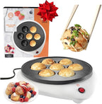 MasterChef Electric Ebelskiver Maker Delicious Homemade Japanese Takoyaki, Donut Holes, Cake Pops, Octopus Balls, Aebleskivers, Danish- Nonstick Easy Clean Appliance, Fun Gift