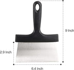 Grill Scraper 6.4 Inch Stainless Steel Griddle Scraper with Plastic Handle Versatile Food Scraper Tool for Flat Top Teppanyaki BBQ Blackstone Griddle Accessories