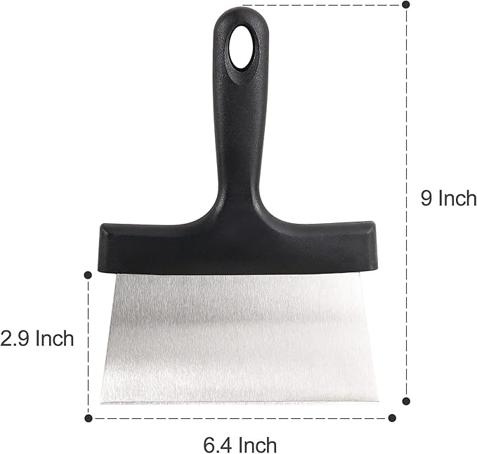 Grill Scraper 6.4 Inch Stainless Steel Griddle Scraper with Plastic Handle Versatile Food Scraper Tool for Flat Top Teppanyaki BBQ Blackstone Griddle Accessories