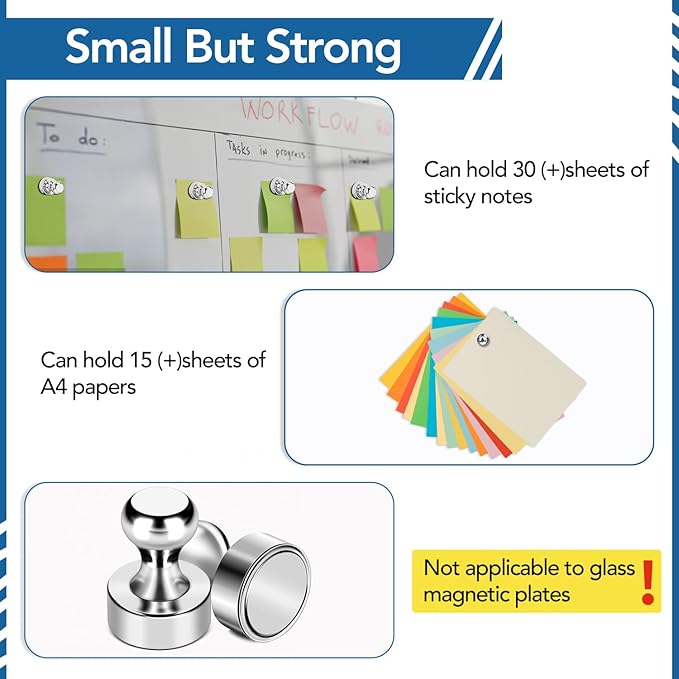 LOVIMAG Fridge Magnets 28Pcs Refrigerator Whiteboard Small Strong Magnet Classroom Kitchen Accessories Decorative Locker Set Decor Must Haves Office Calendar Refrigerador Magnetic Cute Crafts Silver