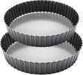 9“ & 11” Deep Dish Tart Pan, 2 Pack Nonstick 2” Tall Tart Pan, Quiche Pan, Carbon Steel Deep-dish Pie Pan with Removable Loose Bottom for Baking Thanksgiving Christmas
