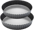 9“ & 11” Deep Dish Tart Pan, 2 Pack Nonstick 2” Tall Tart Pan, Quiche Pan, Carbon Steel Deep-dish Pie Pan with Removable Loose Bottom for Baking Thanksgiving Christmas