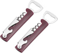 uxcell 2 Pcs Wine Opener, Bottle Opener, Durable Stainless Steel Waiter's Corkscrew, Compact All-In-One Home Bar Tool for Bar, Party, Wedding, Home, Travel, Dark Red