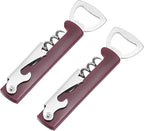 uxcell 2 Pcs Wine Opener, Bottle Opener, Durable Stainless Steel Waiter's Corkscrew, Compact All-In-One Home Bar Tool for Bar, Party, Wedding, Home, Travel, Dark Red