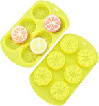 3D Lemon Candy Mold, 2 Pack Silicone Fruit Molds, Ymapinc Reusable Baking Mold for Chocolates, Jellies, Candles & Desserts, Oven/Dishwasher Safe Candy Making Supplies