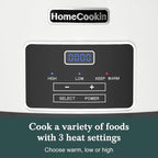 7-Quart Programmable Slow Cooker with Timer Keep Warm - Small Kitchen Appliance for Family Dinners - Serves 6+ People - Heat Settings: Keep Warm(White, Black Liner)