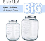 Diamond Star 1 Gallons Mason Jar with Brushed Tin Lid, Large Glass Wide Mouth Canning Food Storage Containers for Kitchen Canning Cereal, Pasta, Sugar, Beans, Spice, Preserves, Dog Treat