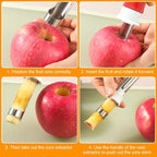 2-In-1 Corer Remover and Apples Peeler, Durable Stainless Steel Fruit Corer Tool for Bell Peppers, Apples, Pears(COLOR:Red)