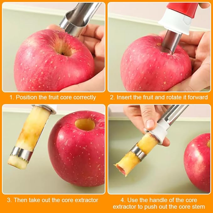 2-In-1 Corer Remover and Apples Peeler, Durable Stainless Steel Fruit Corer Tool for Bell Peppers, Apples, Pears(COLOR:Red)