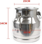 304 Stainless Steel Milk Can Large 12L-60L Capacity Milk Bucket Ice Buckets Bar Tools Wine Pail Bucket Milk Can Tote Jug with Sealed Lid Heavy Duty for Milk and Wine Liquid Storage (20L)