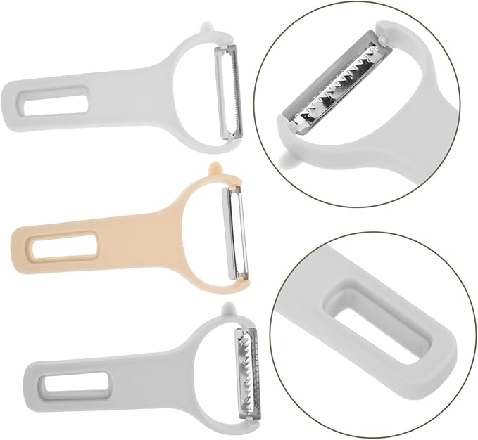 GLEAVI 3Pcs Kitchen Vegetable Peeler Set Ergonomic Plastic Handle Stainless Steel Grater for Effortless Peeling Slicing Shredding of Fruits and Vegetables Cooking Tool
