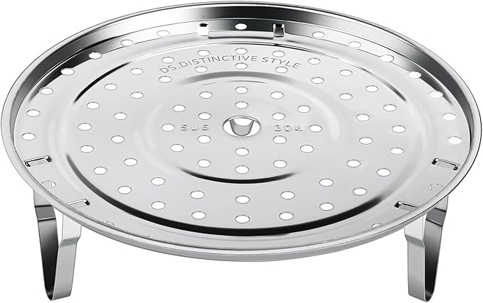 DS. DISTINCTIVE STYLE Steamer Rack 304 Stainless Steel Steaming Rack Steam Tray with Removable Legs for Instant Pressure Cooker Multi-functional Steamer Basket (Silver - 22cm)