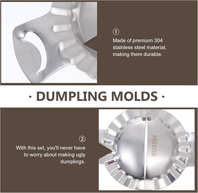 Dumpling Tool Set Stainless Steel 5pcs Dumpling Mold Cutter and Stuffing Spoon Kit for Kitchen Utensils Food-grade Cooking Gadget