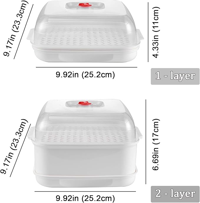 Microwave Steamer with Lid and Tray, Vegetables Steamer for Microwave Bowl, Microwavable Cookware Supplies (1 - Layer)