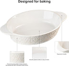 Dafuceramic Casserole Dishes for Oven Sets of 3, Ceramic Oval Baking Dish, Au Gratin Baking Pans with Handles for Roasting, Lasagna, Pie, Baking Meat & Vegetables (Beige White)