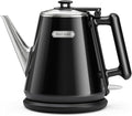 Hazel Quinn Electric Kettle - 1L/34oz Small Tea Kettle, 800W Fast Boil, All 304 Stainless Steel Interior, Double Wall for Cool Touch and Thermal, Auto Shut-Off, BPA-Free, Cordless - Jet Black
