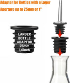 2PCS Stainless Steel Pourers, Speed Wine Bottle Pourer, Olive Oil and Vinegar Tapered Stopper Spout, Liquor Pourers with Rubber Dust Caps for Alcohol, Olive Oil,Bartender Accessories with 2 Adapters