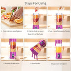 Portable Blender Cup,Electric USB Juicer Blender,Mini Blender Portable Blender For Shakes and Smoothies, Juice,380ml, Six Blades Great for Mixing,Purple