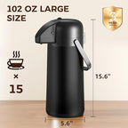Coffee Carafe for Keeping Hot - Gezoss 102OZ / 3L Airpot Coffee Dispenser with Pump - Large Coffee Carafe for Hot Drinks Tea Liquid - Insulated Stainless Steel Hot Water Beverage for Parties,Black