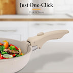 Removable Pot Handle, Universal Pan Handle, Replacement for Pots and Pans, Fits All Cookware, Includes Spoon Rest, Durable & Heat-Resistant, Cream Beige