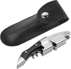 Bottle Opener Leather Case, Black PU Professional Wine Opener Leather Bag Bartender Essentials Wine Tool PU Bag