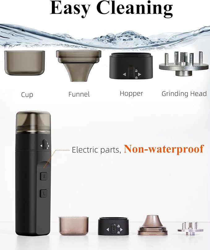Electric Spice Grinder,Automatic Small Portable Herbal Machine & Spice Mill,USB Rechargeable Grinding (Black)