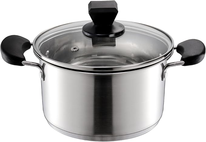 ZENFUN 1.8 Quart Stainless Steel Steamer Pot with Basket, Stock Pot with Glass Lid, Mini Steaming Pot Cookware with Handle, Metal Cooking Steamer for Vegetable, Stews, Pasta, Sauce, Individual-use