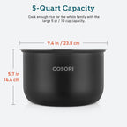 Cosori 5-Quart Rice Cooker Inner Pot Non-Stick for 10 Cup Uncooked CRC-R501- KUS Rice Cooker Only, 6-Layer, CRP-R501IP-KUS