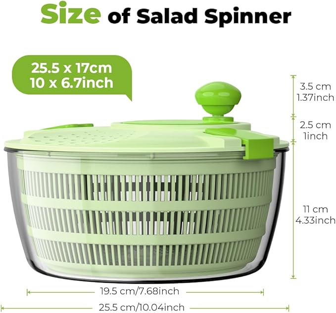 Salad Spinner Lettuce Spinner 4.4 QT Fruit and Vegetable Washer with Bowl and Mesh Basket for Washing, Spinning, and Draining