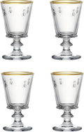 La Rochere Gold Rimmed Napoleon Bee Stemmed Wine Glass Set of 4 – Vintage Wine Glasses – Gold Rimmed Glassware (9 oz)