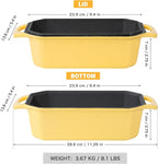 Flavehc Bread Pan Cast Iron Loaf Pan with Lid Bread Loaf Pan 8.5x4.5 Inch Loaf Pan Enameled Cast Iron Sourdough Loaf Pan, Yellow