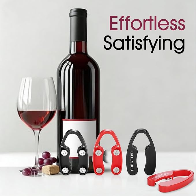 GOBETTER 4 Pcs Wine Foil Cutter Magnetic Design, 4 Stainless Blades Foil Remover Wine Bottles Opener Accessory, Removes Foil Top Effortlessly for Wine Lovers, 2Black 2Red