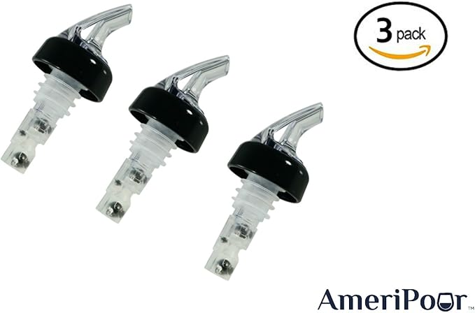Measured Pourer - Liquor Bottle Pourers - Collared -(3pk) Made 100% In The USA. Bar Spouts That Don't Leak - No Cracks, Just A Perfect Cocktail Pour Everytime. Great for Wine Too! (1.25oz)