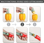 Pepper Corer, 2 in 1 Red Bell Pepper Seed Corer Remover Tool, Fruit & Vegetable Corers Quick Cave Tools for Jalapeno Cutter Deseeder, Gray 2 PCS