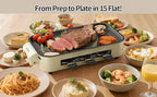 AORAN Indoor Grills Electric Smokeless – Versatile Smokeless Indoor Grill for Home Cooking, Featuring Indoor Grills Electric Smokeless, Skillet Griddle, and Kitchen Griddle Beige