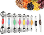 Measuring Cups and Spoons set 19 Pieces, Includes 10 Stackable Measuring Cup with Lid and 9 Magnetic Measuring Spoons, Tablespoon for Liquid and Dry, BPA Free, Dishwasher Safe (Rainbow)