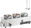 VEVOR Electric Soup Warmer, Three 7.4QT Stainless Steel Round Pot 86~185°F Adjustable Temp, 1200W Commercial Bain Marie with Anti-dry Burn and Reset Button, Soup Station for Restaurant, Buffet, Silver