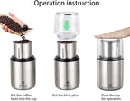 DR MILLS DM-7452 Electric Coffee Grinder,Spice Grinder Electric and Chopper,Detachable Cup, Diswash Free, Blade & Cup Made with SUS304 Stainless Steel