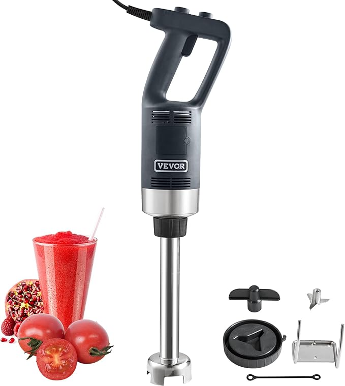 VEVOR 500W 12 Inch Heavy Duty Hand Mixer, Variable Speed Stick Mixer with 304 Stainless Steel Blade, Multi-Purpose Portable Mixer for Soup, Smoothie, Puree, Baby Food