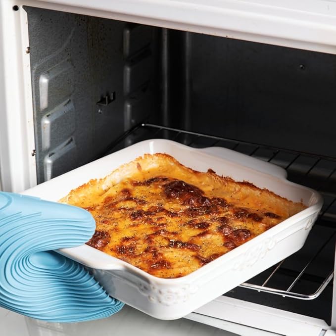 Sweejar Casserole Dishes for Oven, Ceramic Bakeware Set of 4, Rectangular Baking Dish with Handles, Lasagna Pans for Cooking, Gratin, Roasting, Banquet and Daily Use (Kiln-Change White)